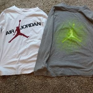 2 Boys Jordan shirts, practically new size medium
